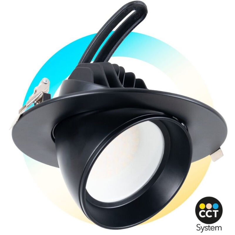 foto del prodotto barcelona led faretto da incasso circolare orientabile 38w led cct nero 