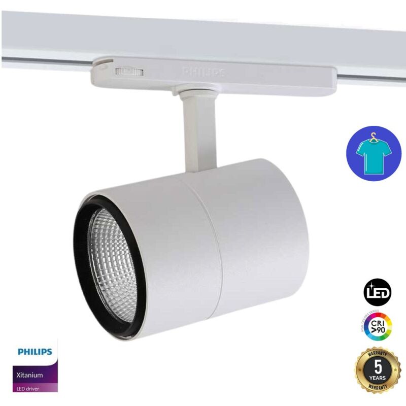 foto del prodotto barcelona led faretto led a binario trifase 30w per moda e retail bianco neutro