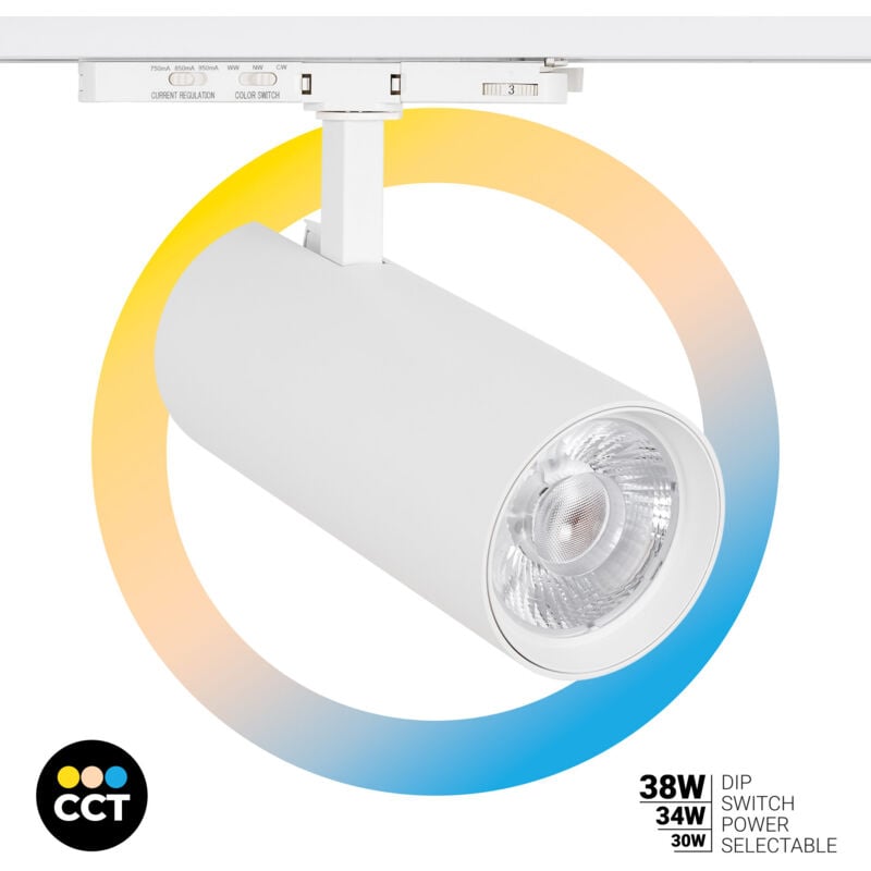 foto del prodotto barcelona led faretto led a binario trifase potenza regolabile 30w 34w 38w