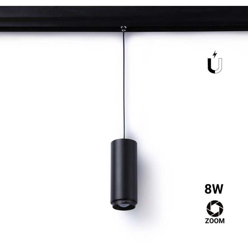 foto del prodotto barcelona led faretto led a sospensione con zoom 15 60 per binario magnetico bianco caldo