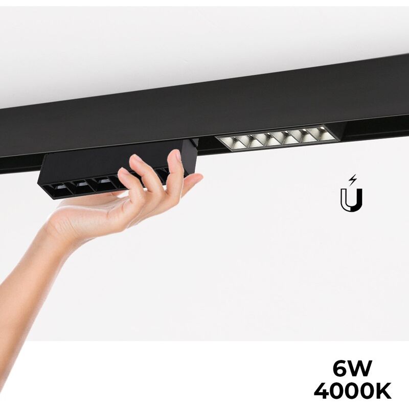 foto del prodotto barcelona led faretto lineare led a binario magnetico 48v 6w ugr 16 nero bianco neutro