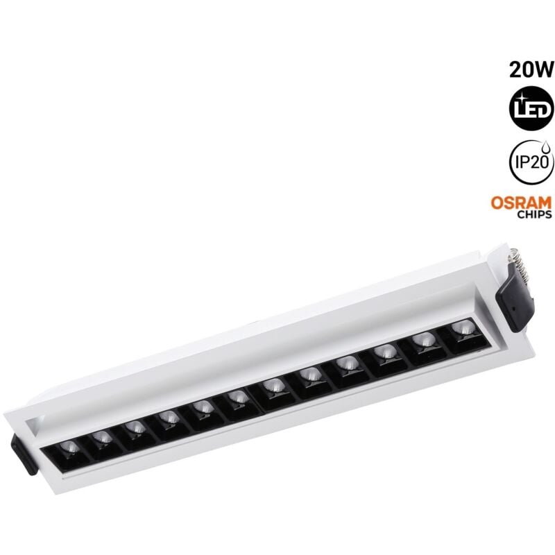 foto del prodotto barcelona led - faretto lineare led da incasso 20w - orientabile - ugr18 - cri90 - bianco caldo