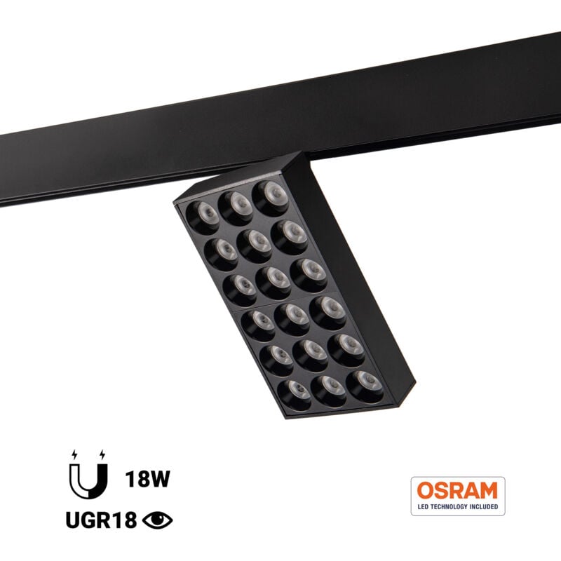 foto del prodotto barcelona led faretto quadrato led per binario magnetico 48v 18w cri90 