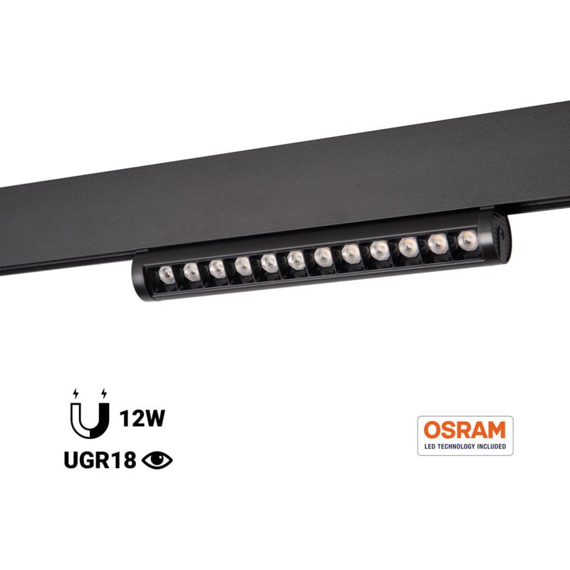 foto del prodotto barcelona led faro lineare orientabile per binario magnetico 48v 12w chip bianco neutro