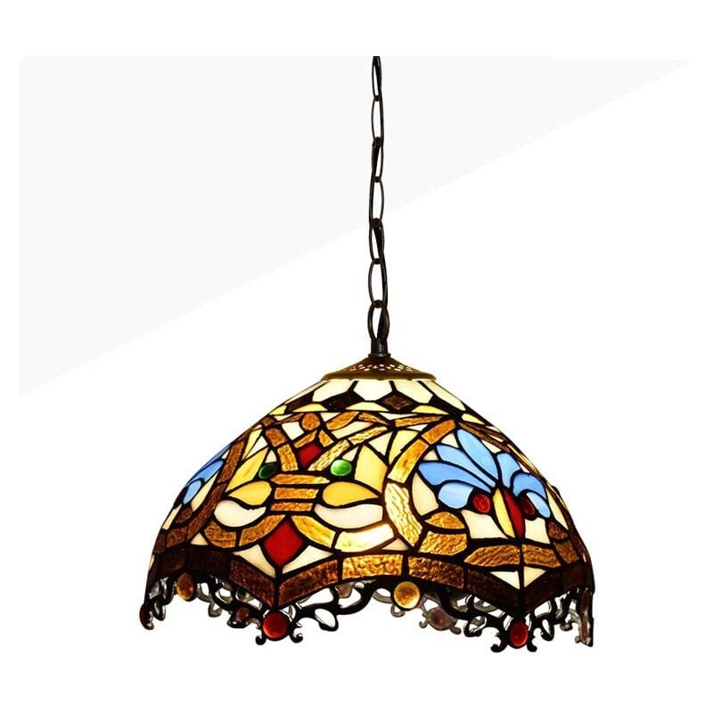 foto del prodotto barcelona led lampada a sospensione di ispirazione tiffany con mosaico floreale
