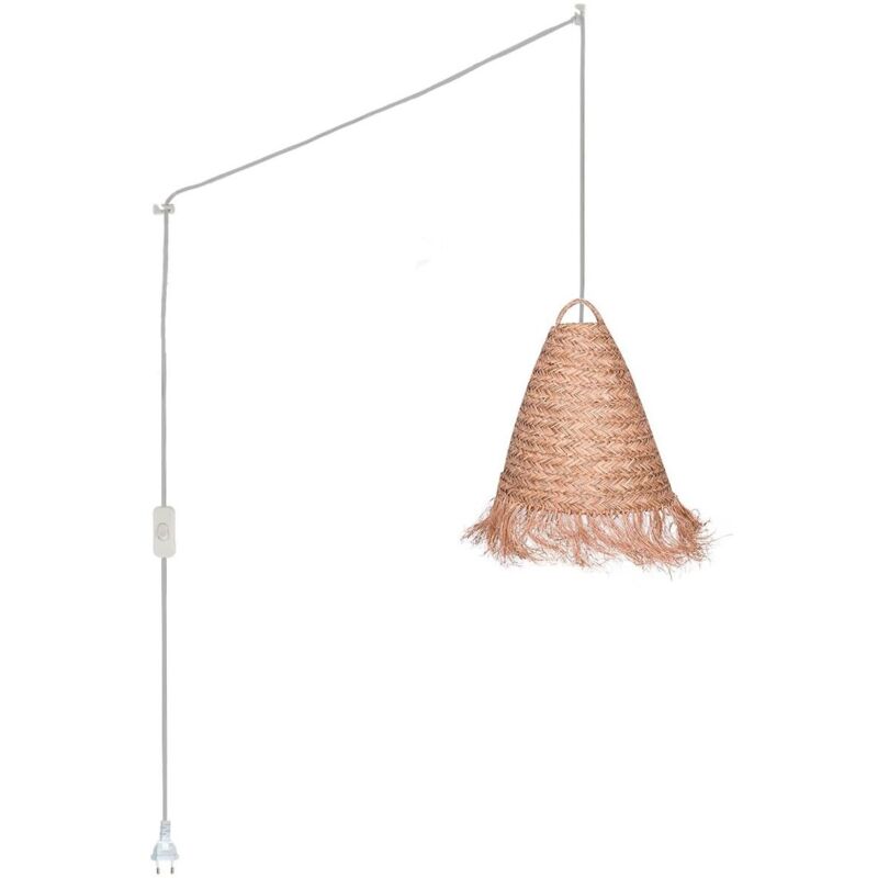 foto del prodotto barcelona led - lampada a sospensione in fibra naturale 'nam' con interruttore e