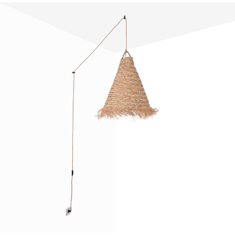 foto del prodotto barcelona led lampada a sospensione in fibre naturali nam xl con interruttore
