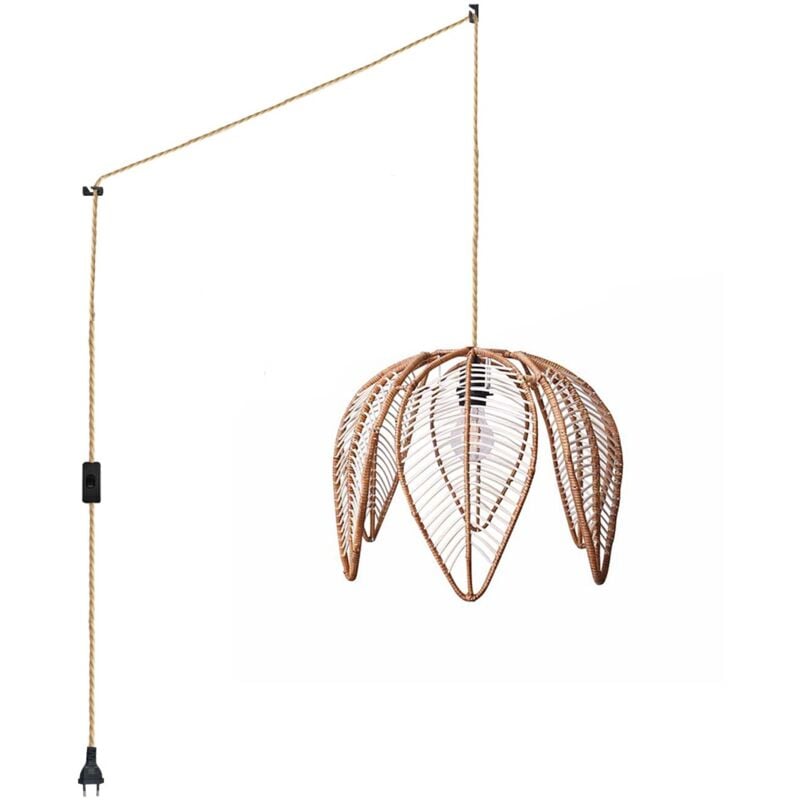 foto del prodotto barcelona led lampada a sospensione in rattan bintan a forma di fiore con