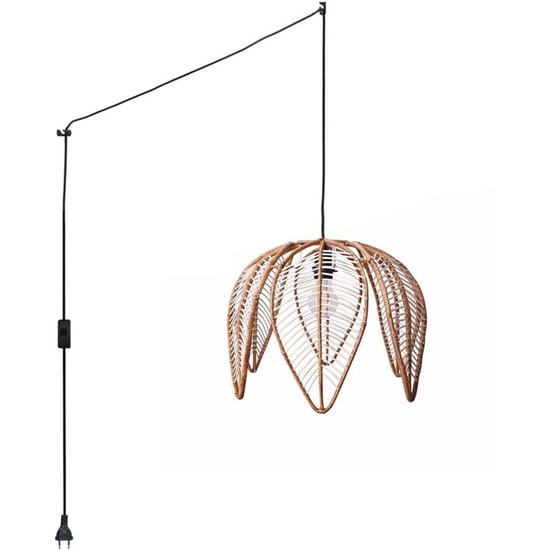 foto del prodotto barcelona led lampada a sospensione in rattan bintan a forma di fiore con