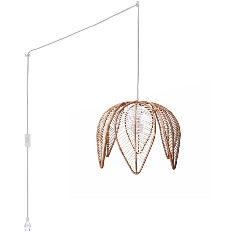 foto del prodotto barcelona led lampada a sospensione in rattan bintan a forma di fiore con