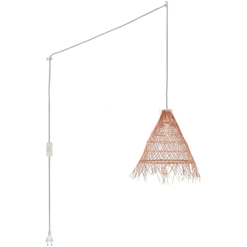 foto del prodotto barcelona led lampada a sospensione in vimini willow con interruttore e spina