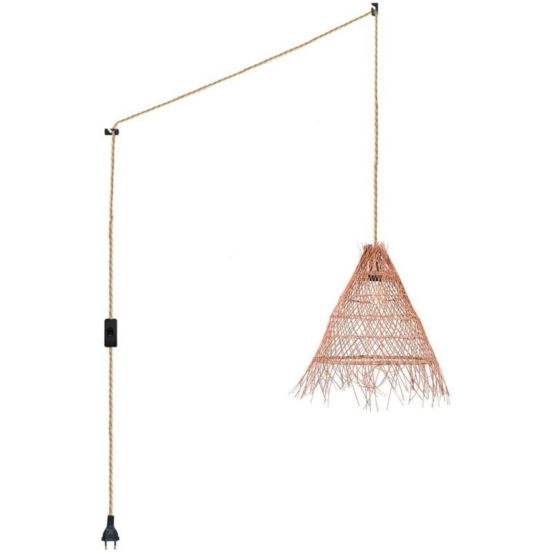 foto del prodotto barcelona led lampada a sospensione in vimini willow con interruttore e spina