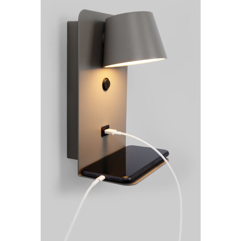 foto del prodotto barcelona led lampada da lettura a parete con porta usb baskop 6w design