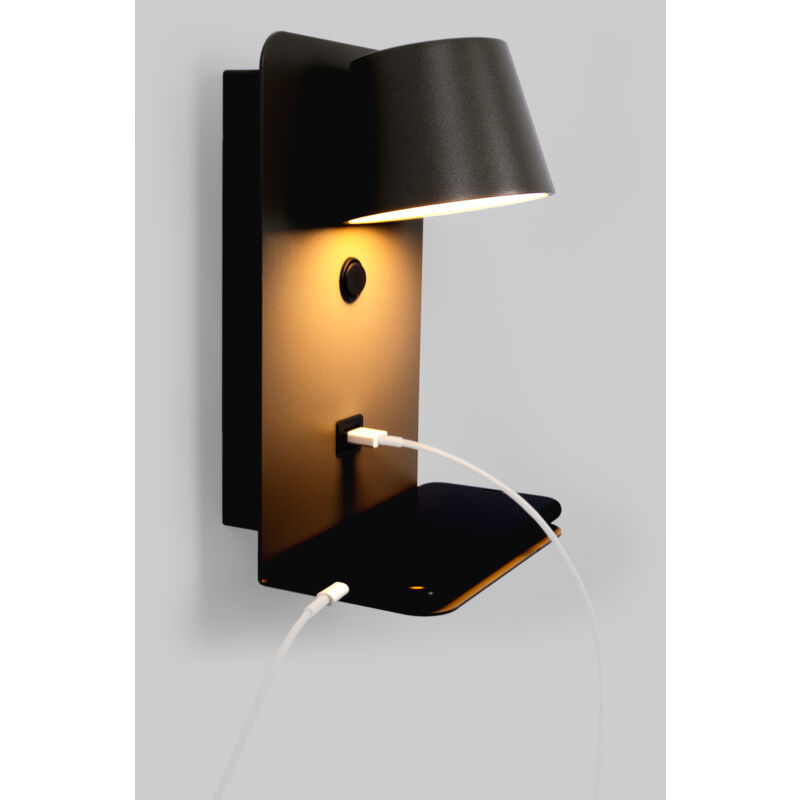foto del prodotto barcelona led lampada da lettura a parete con porta usb baskop 6w design