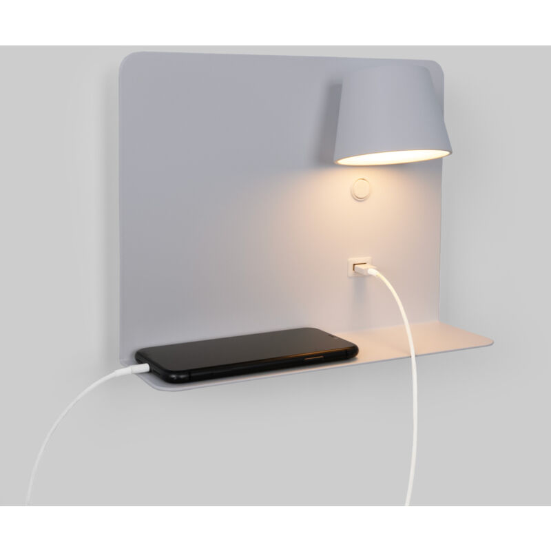 foto del prodotto barcelona led lampada da lettura a parete con porta usb baskop 6w luce