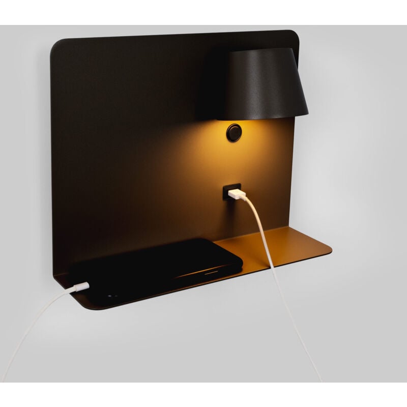 foto del prodotto barcelona led lampada da lettura a parete con porta usb baskop 6w luce