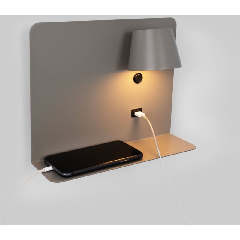 foto del prodotto barcelona led lampada da lettura a parete con porta usb baskop 6w luce