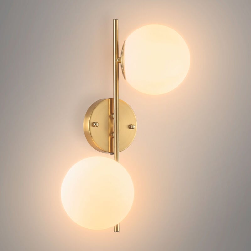 foto del prodotto barcelona led lampada da parete doppia sfera di cristallo double 