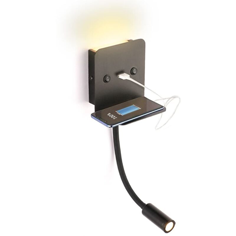foto del prodotto barcelona led lampada da parete led da lettura slange 3w 6w, orientabile e