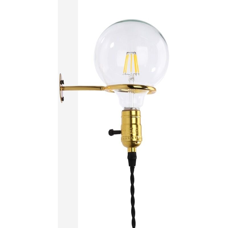 foto del prodotto barcelona led lampada da parete per interni in oro con presa e interruttore per