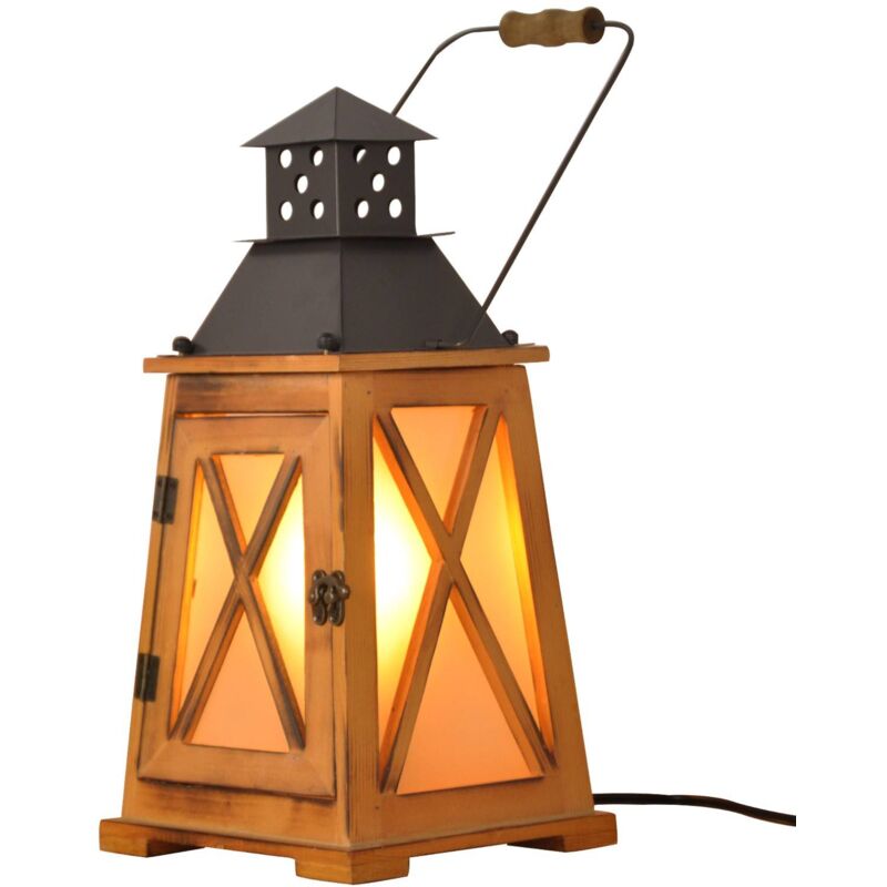 foto del prodotto barcelona led lampada da tavolo a lanterna in legno gobel
