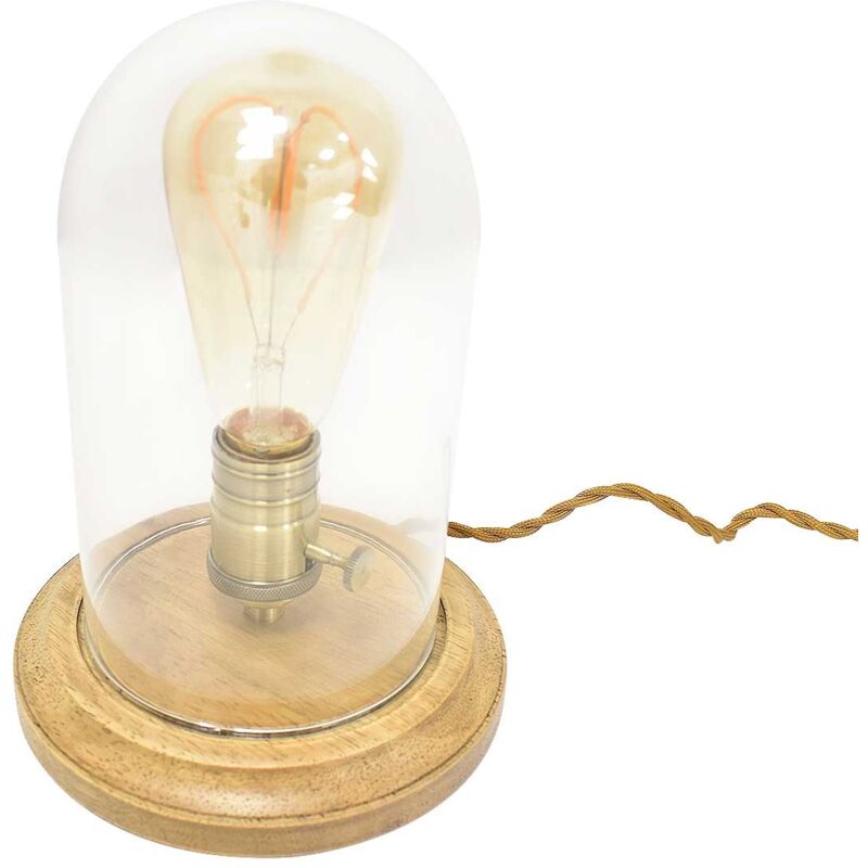 foto del prodotto barcelona led lampada da tavolo in vetro e legno tule .