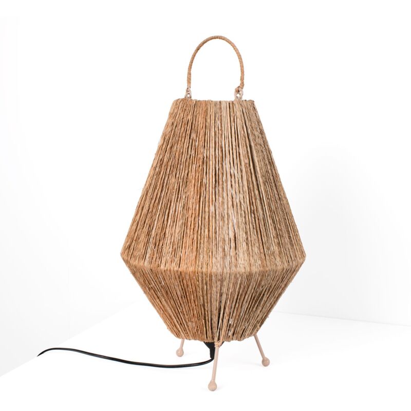 foto del prodotto barcelona led lampada da tavolo rustica in juta ross e27