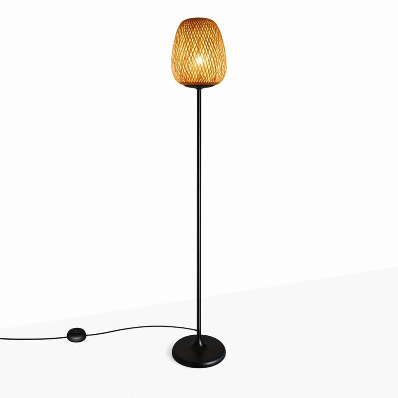 foto del prodotto barcelona led lampada da terra in vimini nikko .