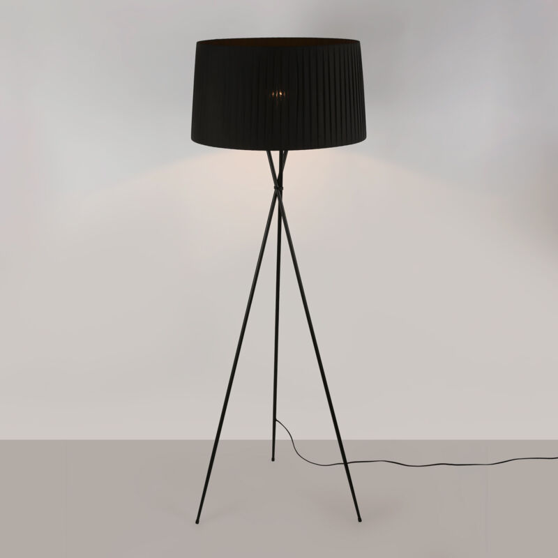 foto del prodotto barcelona led lampada da terra treppiede pron paralume in cotone e27