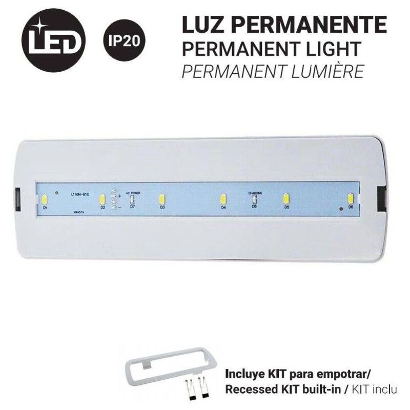 foto del prodotto barcelona led lampada di emergenza permanente 3w 250lm 3 ore di autonomia