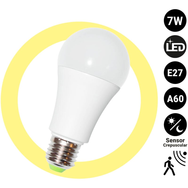 foto del prodotto barcelona led lampadina led e27 a60 7w sensore di movimento e sensore bianco caldo