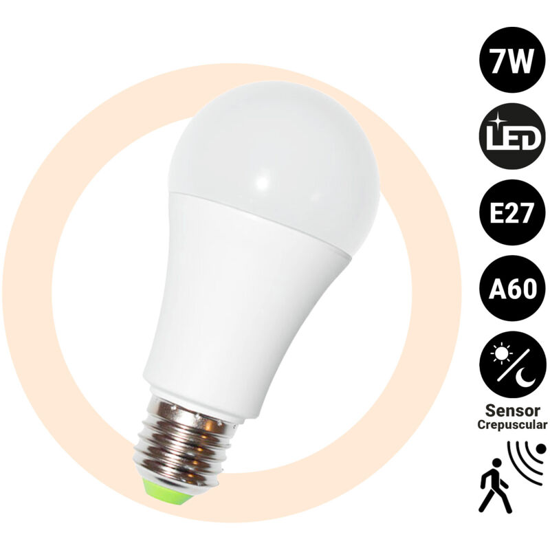 foto del prodotto barcelona led lampadina led e27 a60 7w sensore di movimento e sensore bianco neutro