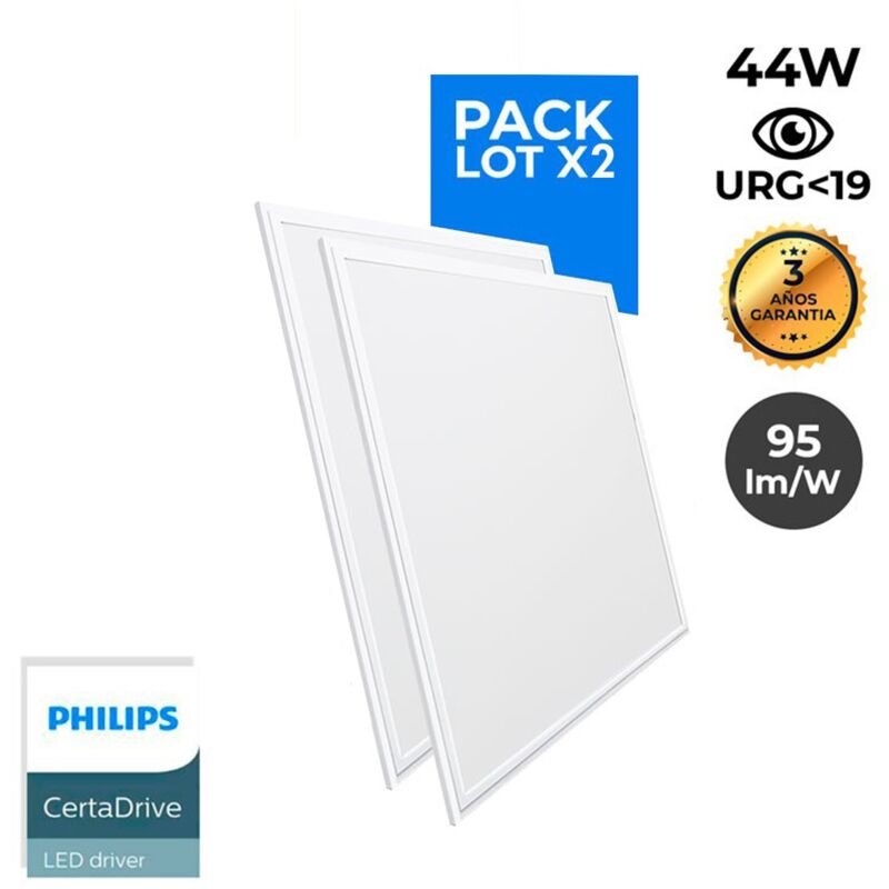 foto del prodotto barcelona led lotto 2 pannello led slim 60x60 cm driver philips 44w ugr19 bianco freddo
