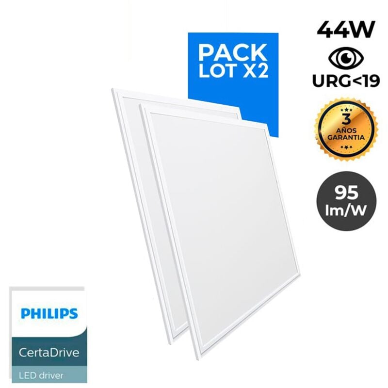 foto del prodotto barcelona led lotto 2 pannello led slim 60x60 cm driver philips 44w ugr19 bianco neutro