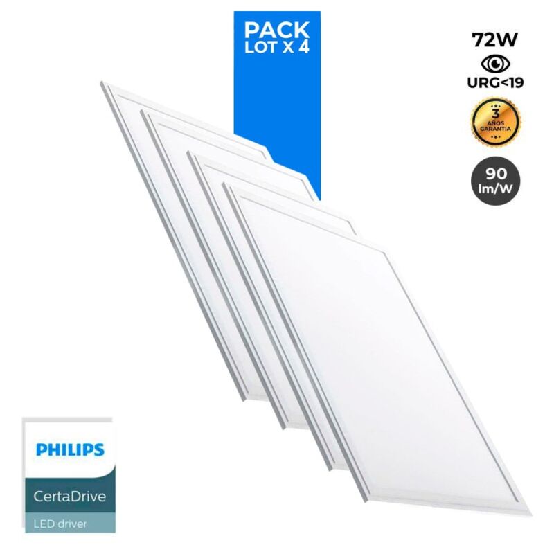 foto del prodotto barcelona led lotto 4 pannello led slim 120x60cm driver philips 72w ugr19 bianco freddo