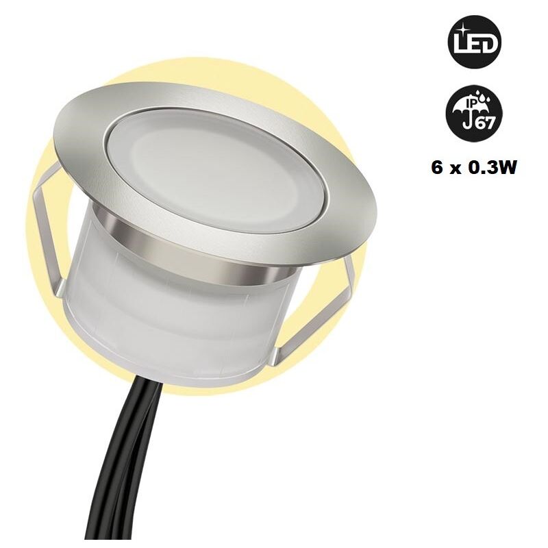 foto del prodotto barcelona led lotto 6 faretti led da incasso a terra 0,3w 12v dc ip67 bianco caldo