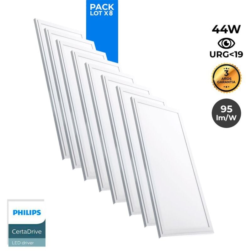 foto del prodotto barcelona led lotto 8 pannello led slim 120x30 cm driver philips 44w ugr19 bianco neutro