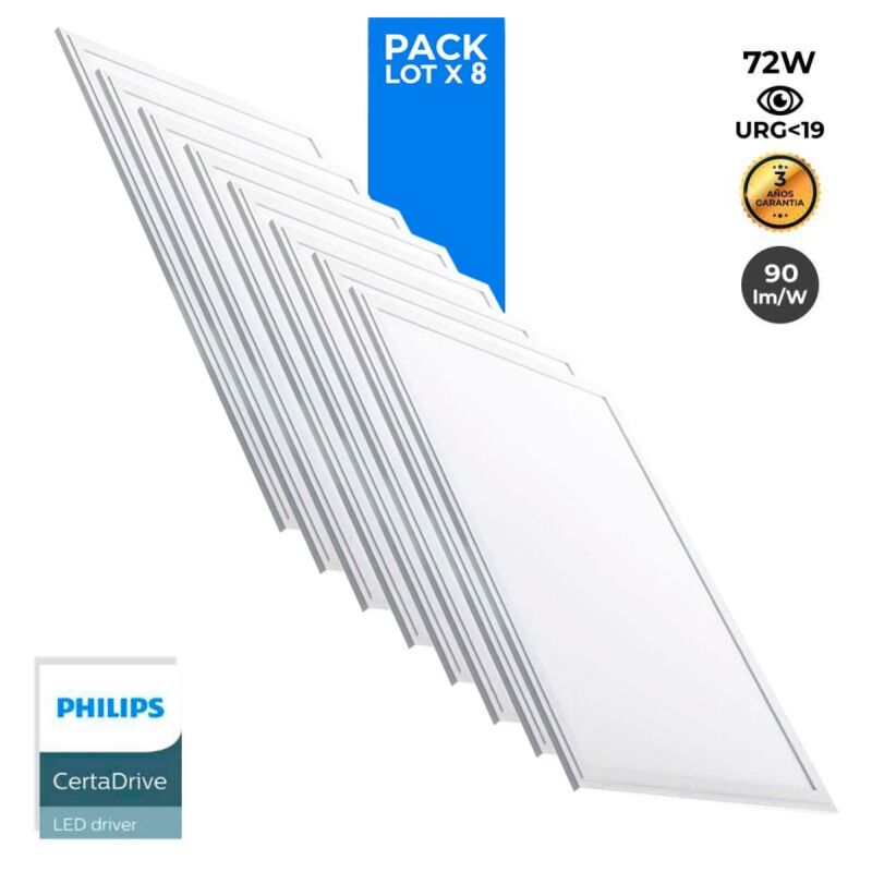 foto del prodotto barcelona led lotto 8 pannello led slim 120x60cm driver philips 72w ugr19 bianco freddo