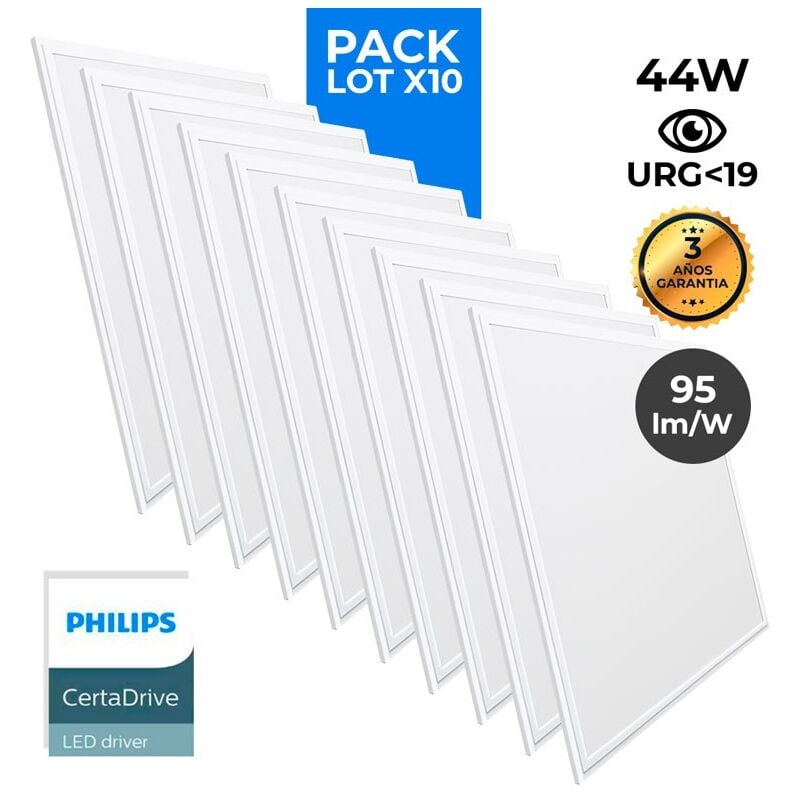 foto del prodotto barcelona led lotto da 10 pannello led sottili 60x60 cm driver philips bianco freddo