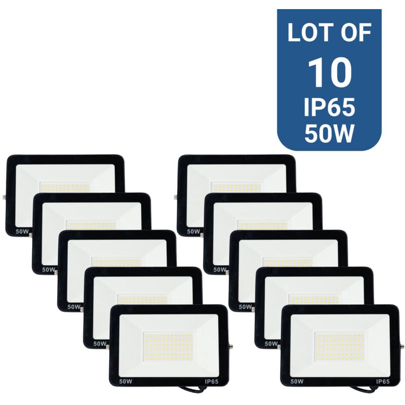 foto del prodotto barcelona led lotto da 10 proiettori led da esterno 50w 95lm w ip65 bianco freddo