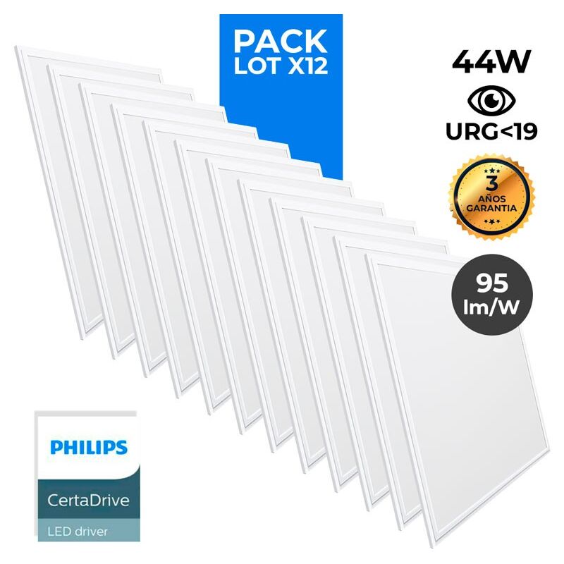foto del prodotto barcelona led lotto da 12 pannello led sottili 60x60 cm driver philips bianco freddo
