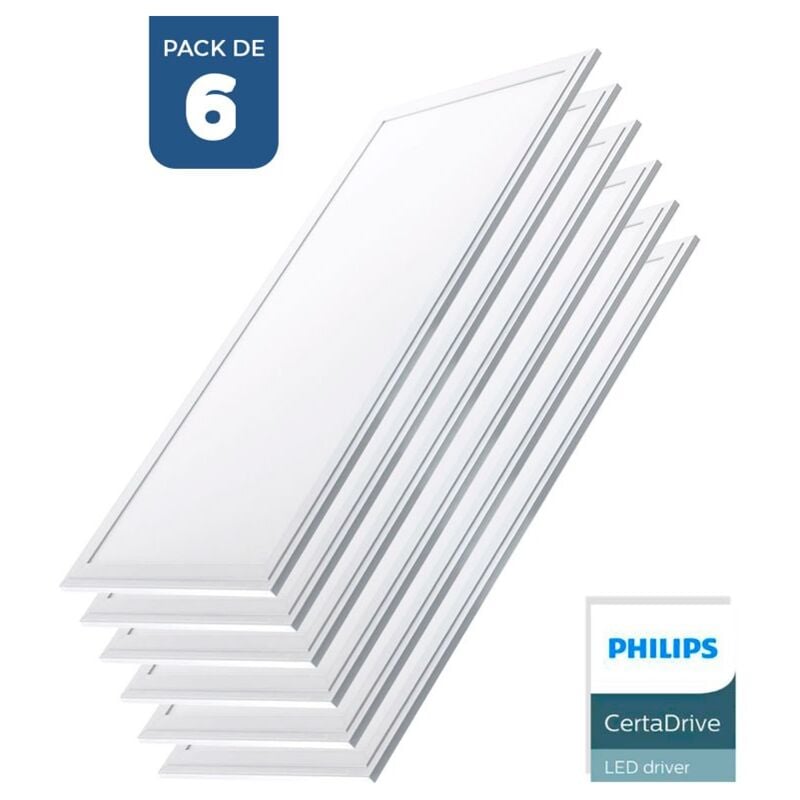 foto del prodotto barcelona led lotto da 6 pannello led sottili 120x30 cm driver philips bianco neutro