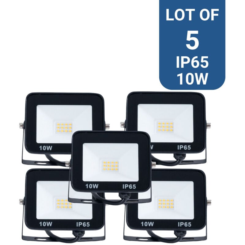 foto del prodotto barcelona led lotto di 5 proiettori led da esterno 10w 95lm w ip65 bianco neutro