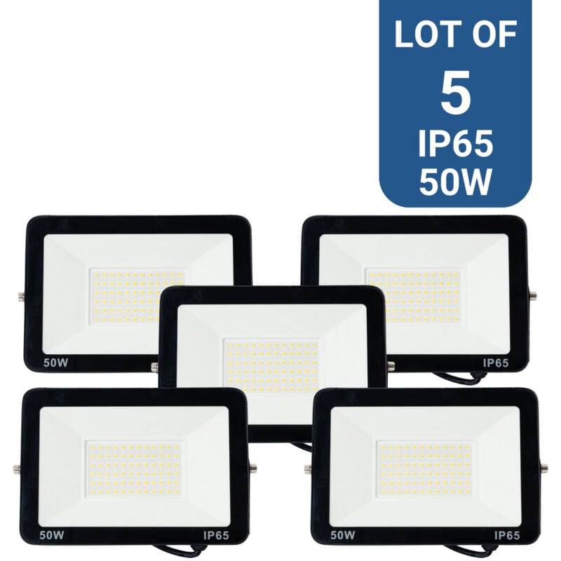 foto del prodotto barcelona led lotto di 5 proiettori led da esterno 50w 95lm w ip65 bianco caldo