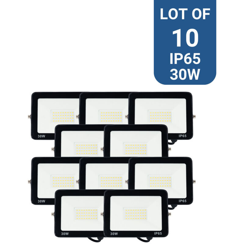 foto del prodotto barcelona led lotto x 10 fari a led da esterno 30w 95lm w ip65 bianco freddo