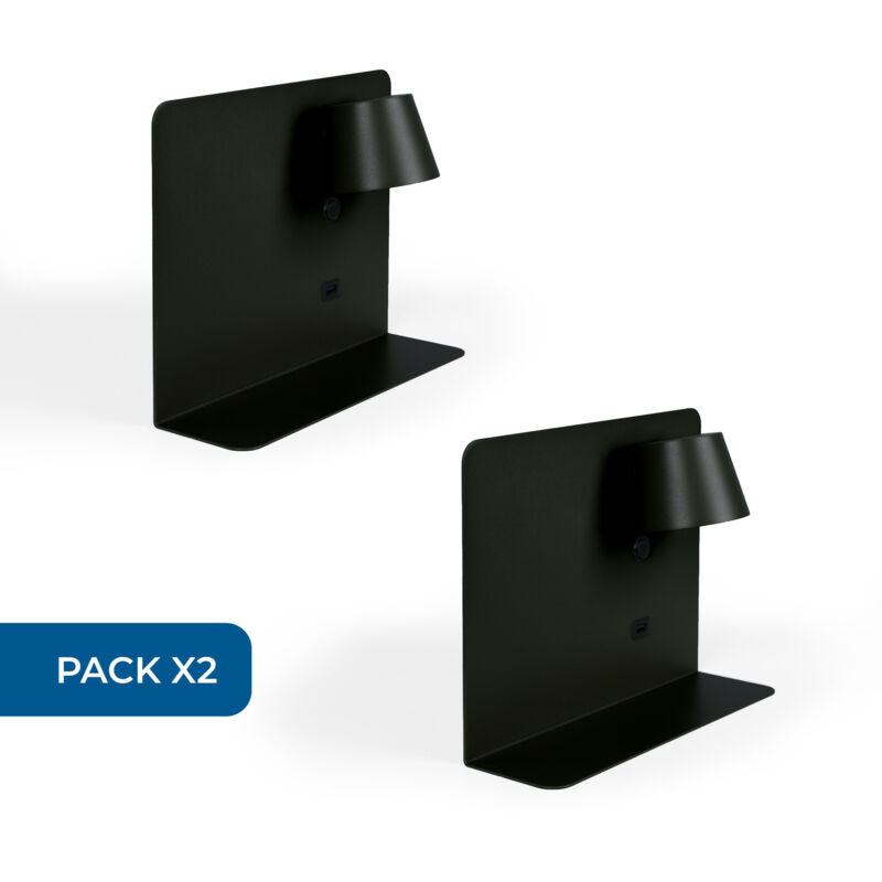foto del prodotto barcelona led lotto x 2 lampada da lettura a parete con porta usb baskop 