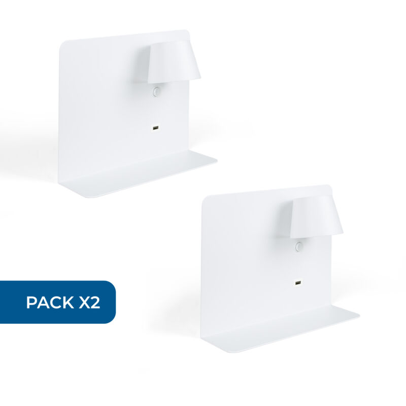 foto del prodotto barcelona led lotto x 2 lampada da lettura a parete con porta usb baskop 