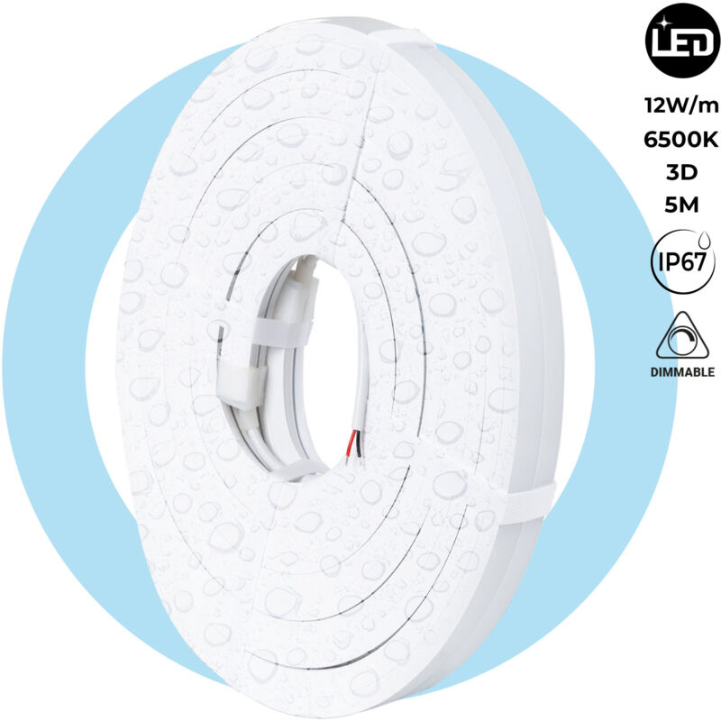 foto del prodotto barcelona led neon led flessibile 3d 24v dc 16x16mm 5 metri lotto completo bianco freddo