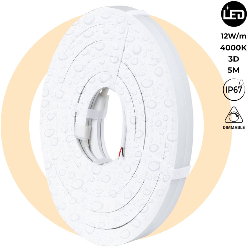 foto del prodotto barcelona led neon led flessibile 3d 24v dc 16x16mm 5 metri lotto completo bianco neutro