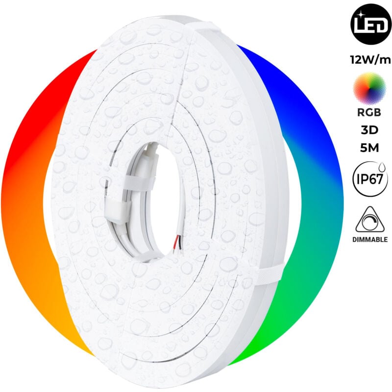 foto del prodotto barcelona led neon led flessibile rgb 3d 16x16mm 5m lotto completo 12w m 